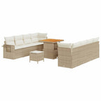 Gartensofa-set mit Kissen 11 pcs Beige und Creme Poly-Rattan