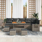 Gartensofa-set mit Kissen 12 pcs Grau Poly-Rattan