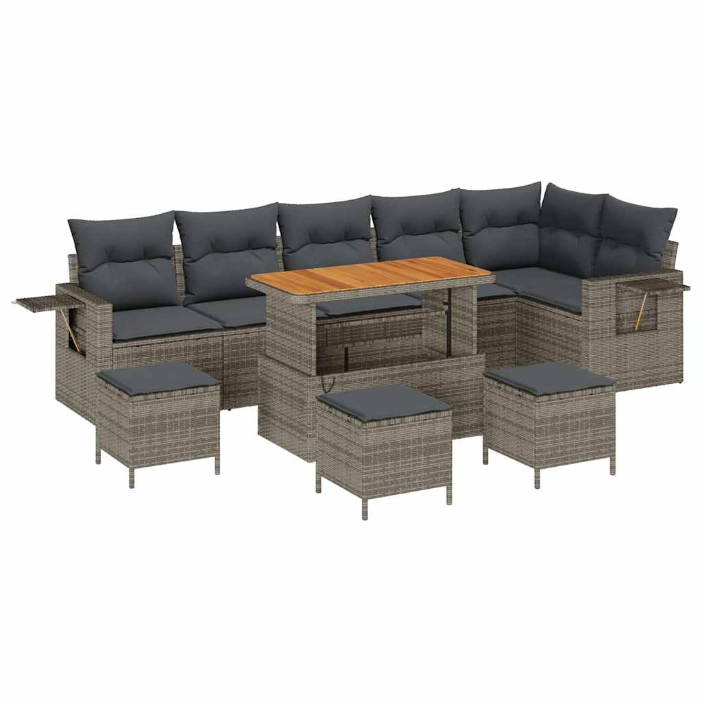 Gartensofa-set mit Kissen 12 pcs Grau Poly-Rattan