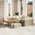 Gartensofa-set mit Kissen 12 pcs Beige und Creme Poly-Rattan