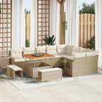 Gartensofa-set mit Kissen 12 pcs Beige und Creme Poly-Rattan