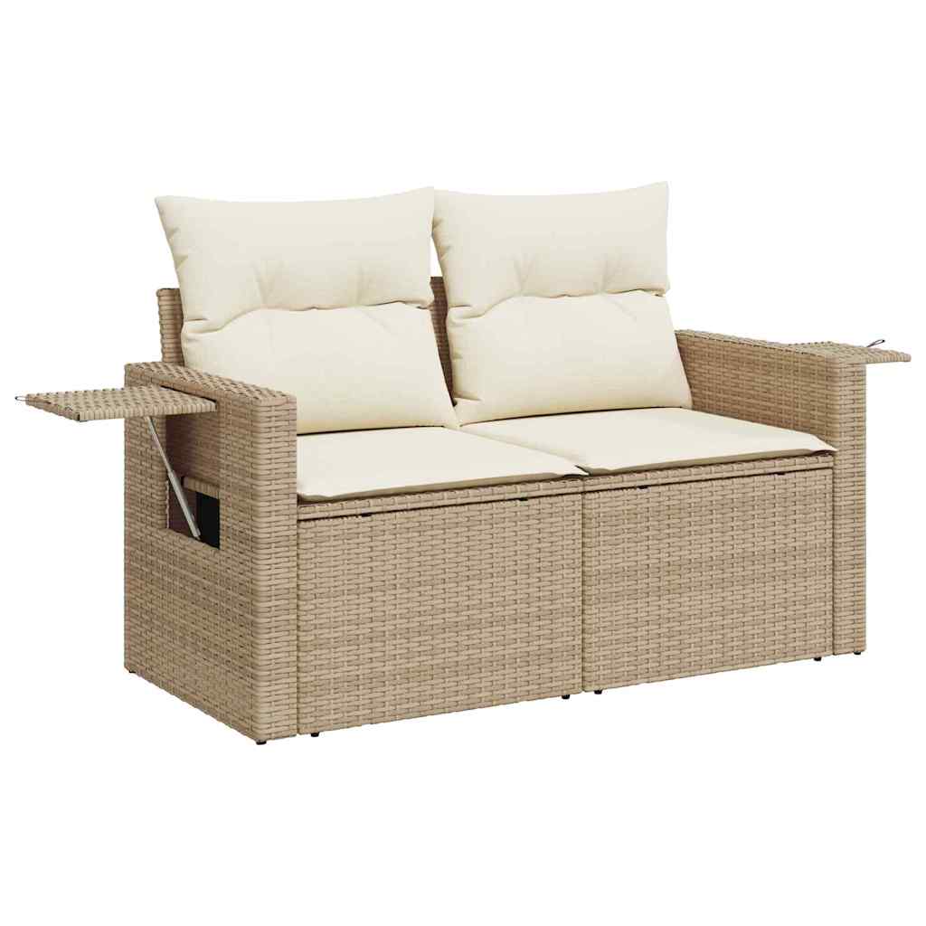 Gartensofa-set mit Kissen 12 pcs Beige und Creme Poly-Rattan