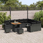 Gartensofa-set mit Kissen 12 pcs Schwarz Poly-Rattan