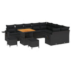 Gartensofa-set mit Kissen 12 pcs Schwarz Poly-Rattan