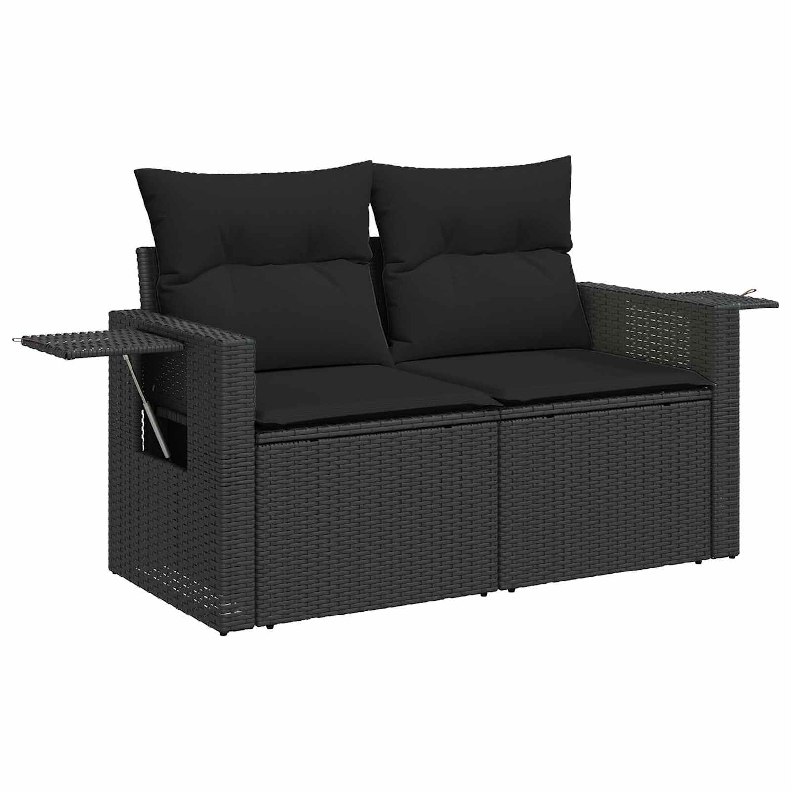 Gartensofa-set mit Kissen 12 pcs Schwarz Poly-Rattan