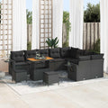 Gartensofa-set mit Kissen 12 pcs Schwarz Poly-Rattan