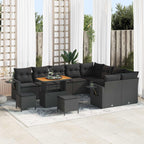 Gartensofa-set mit Kissen 12 pcs Schwarz Poly-Rattan