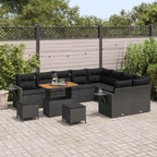 Gartensofa-set mit Kissen 12 pcs Schwarz Poly-Rattan