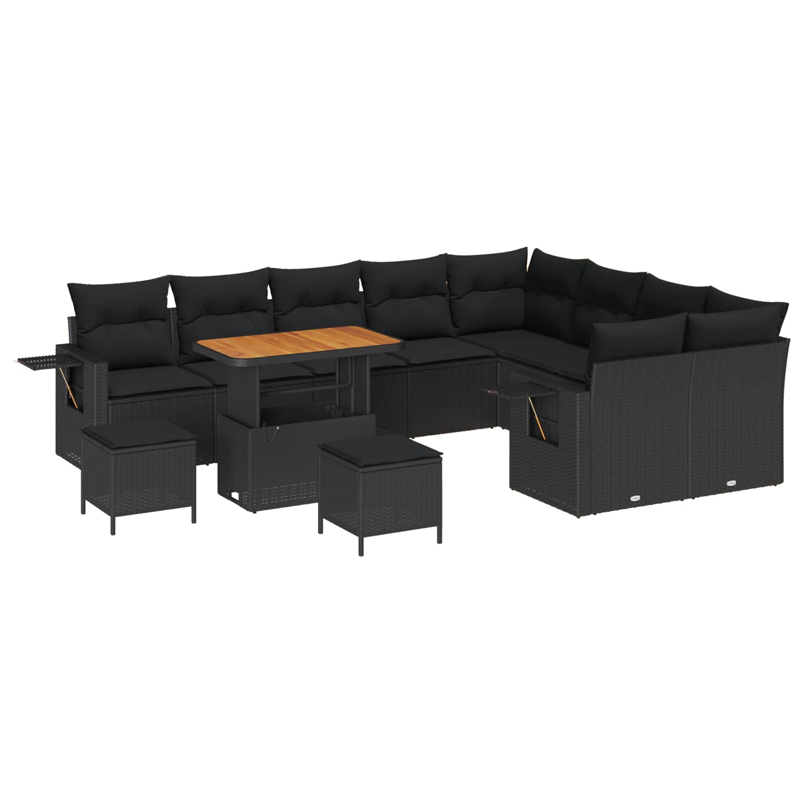 Gartensofa-set mit Kissen 12 pcs Schwarz Poly-Rattan