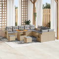 Gartensofa-set mit Kissen mit Speicher 13 pcs Beige Poly-Rattan