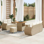 Gartensofa-set mit Kissen 8 pcs Beige und Creme Poly-Rattan