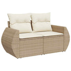 Gartensofa-set mit Kissen 8 pcs Beige und Creme Poly-Rattan