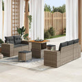 Gartensofa-set mit Kissen mit Speicher 8 pcs Grau Poly Rattan