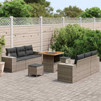 Gartensofa-set mit Kissen Grau 221 x 204 x 85 cm Poly Rattan