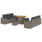 Gartensofa-set mit Kissen Grau 221 x 204 x 85 cm Poly Rattan