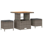 Gartensofa-set mit Kissen Grau 221 x 204 x 85 cm Poly Rattan