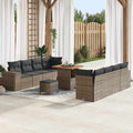 Gartensofa-set mit Kissen mit Speicher 11 pcs Grau Poly-Rattan