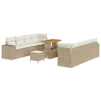 Gartensofa-set mit Kissen 11 pcs Beige und Creme Poly-Rattan