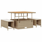 Gartensofa-set mit Kissen 11 pcs Beige und Creme Poly-Rattan