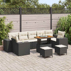 Garten-Sofa-Set mit Kissen mit Kissen 10 pcs Schwarz und Creme