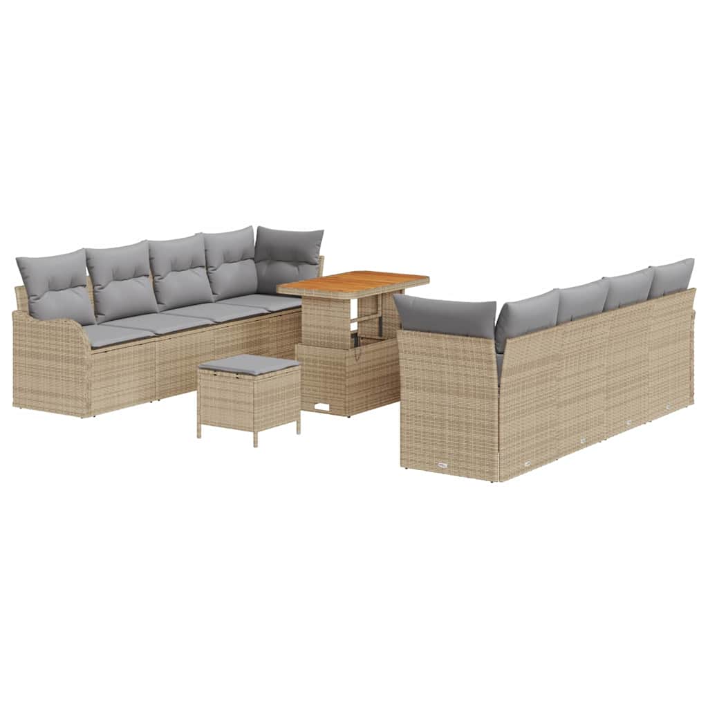 Garten-Sofa-Set mit Kissen 11 pcs Beige und Hellgrau