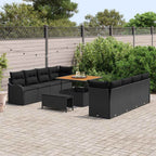 Garten-Sofa-Set mit Kissen mit Speicher 11 pcs Schwarz