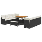 Garten-Sofa-Set mit Kissen 11 pcs Schwarz und Creme