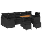 Garten-Sofa-Set mit Kissen mit Speicher 10 pcs Schwarz