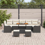 Garten-Sofa-Set mit Kissen 10 pcs Schwarz und Creme