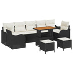 Garten-Sofa-Set mit Kissen 10 pcs Schwarz und Creme
