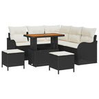 Garten-Sofa-Set mit Kissen mit Speicher 8 pcs Schwarz und Creme