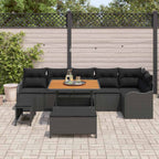 Garten-Sofa-Set mit Kissen mit Speicher 9 pcs Schwarz