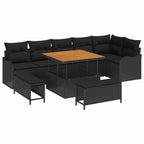 Garten-Sofa-Set mit Kissen mit Speicher 9 pcs Schwarz