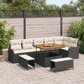Garten-Sofa-Set mit Kissen mit Speicher 9 pcs Schwarz und Creme