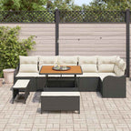 Garten-Sofa-Set mit Kissen mit Speicher 9 pcs Schwarz und Creme