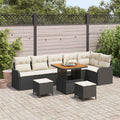 Garten-Sofa-Set mit Kissen mit Speicher 9 pcs Schwarz und Creme