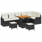 Garten-Sofa-Set mit Kissen mit Speicher 9 pcs Schwarz und Creme