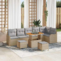 Garten-Sofa-Set mit Kissen 9 pcs Beige und Hellgrau