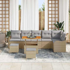 Garten-Sofa-Set mit Kissen 9 pcs Beige und Hellgrau