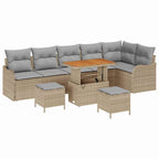 Garten-Sofa-Set mit Kissen 9 pcs Beige und Hellgrau