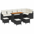 Garten-Sofa-Set mit Kissen 10 pcs Schwarz und Creme