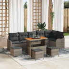 Garten-Sofa-Set mit Kissen mit Speicher 10 pcs Grau