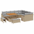 Garten-Sofa-Set mit Kissen 12 pcs Beige und Hellgrau