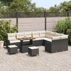 Garten-Sofa-Set mit Kissen 12 pcs Schwarz und Creme
