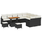 Garten-Sofa-Set mit Kissen 12 pcs Schwarz und Creme