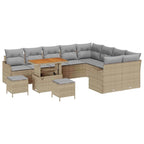 Garten-Sofa-Set mit Kissen 12 pcs Beige und Hellgrau