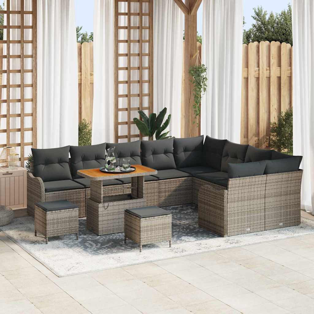 Garten-Sofa-Set mit Kissen mit Speicher 12 pcs Grau
