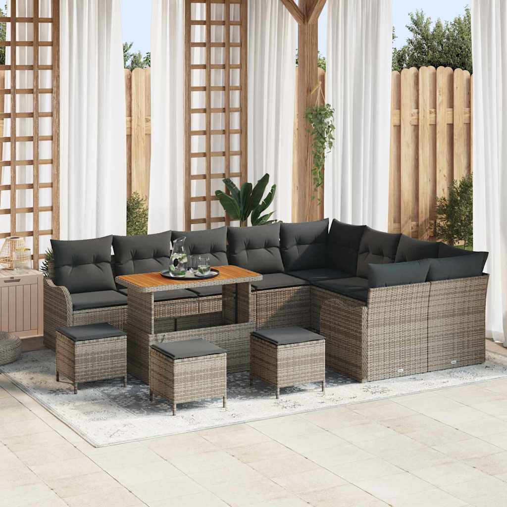 Garten-Sofa-Set mit Kissen mit Speicher 13 pcs Grau