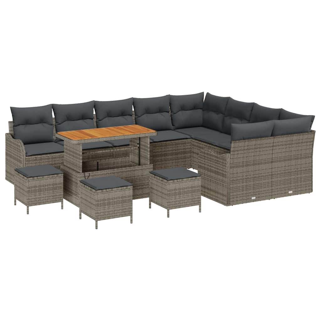 Garten-Sofa-Set mit Kissen mit Speicher 13 pcs Grau