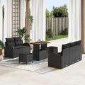 Garten-Sofa-Set mit Kissen mit Speicher 8 pcs Schwarz